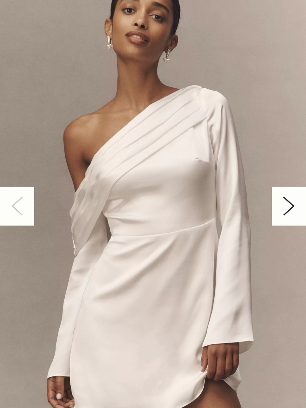 One-Shoulder White Satin Mini Dress